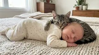 From Sleeping Baby to Guard Kitten — A Tiny Guardian Woke Up