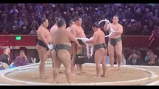 Sumo London 2025 - Hoshoryu Yokozuna rope tying ceremony 大相撲 ロンドン場所 2025・綱打ち（つなうち）