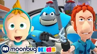Supermarket Showdown - Kids Video Subtitles | Arpo the Robot | Cartoons for Kids | Moonbug Literacy