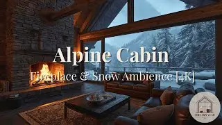 Peaceful Alpine Cabin &ndash; Relaxing Fireplace & Gentle Winter Ambience [4K]