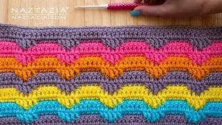 HOW to CROCHET TEXTURED WAVE STITCH - Easy Pattern for a Scarf Blanket and Bag by Naztazia