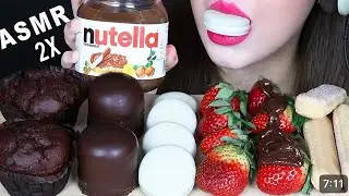 ASMR Nutella, Fudge Muffins, Chocolate Covered Marshmallows, Oreos, Fresh Strawberries, Biscuits 2x