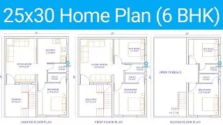 25x30 home plan | 6 BHK | 750 Sq.ft. |