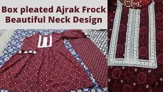 Box pleated ajrak frock design/ shuttle lace neck /Best frock/ Ajrak Design/ Sleeves design/trouser