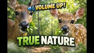 Up Close with a Doe & Fawn | Relaxing Morning in the Woods | Nature Sounds & Wildlife #nature #deer 