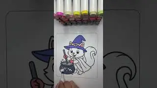 Coloring a Gentle Halloween Cauldron | Calm Real-Time Marker Art