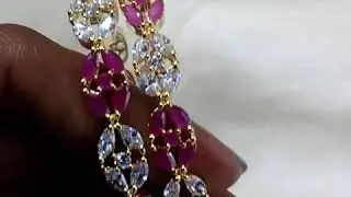 CZ Brass Ruby and White, Gold finish Bangles.