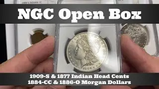 NGC Open Box - 1909-S & 1877 Indian Head Cents, 1884-CC & 1886-O Morgan Dollars - Coin Grade Results