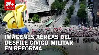 Desfile C&iacute;vico-Militar en Reforma; as&iacute; se ve desde el aire la Torre del Caballito - Las Noticias