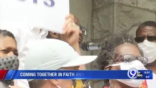 Community faith leaders peacefully protest for racial justice outside Syracuse City Hall