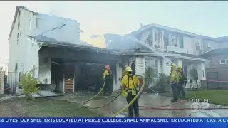 Firefighters Battle To Save Burning Santa Clarita Homes From Tick Fire