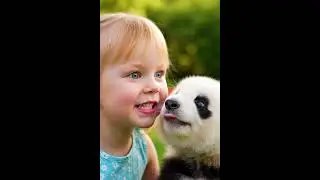 CUTE GIRL WITH BABY PANDA