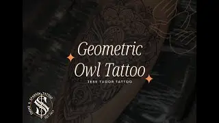 Geometric mandala owl tattoo done by Jess Tudor Tattoo. Follow her process