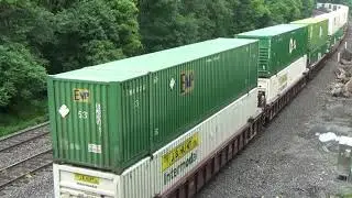 A Slow and Monstrous NS Eastbound Stack Train 294 Crawls Up the West Slope at Cassandra