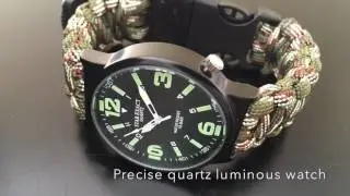 Survival Bracelet Paracord With Luminous Military Watch