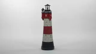 Solar Lighthouse Lawn and Garden Decor  Black/White 33in.H