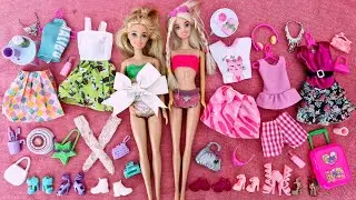 Satisfying Video | UNBOXING & Dress up Barbie Doll Green VS pink Outfits transformation