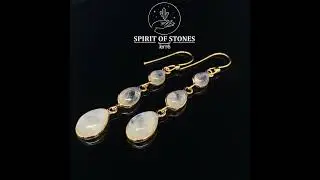 730022GOMO Ohrringe Mondstein aus 925 Sterling Silber vergoldet www.spiritofstones.de