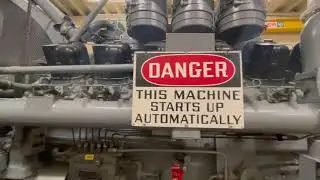 Big Beautiful Waukesha V-12 Diesel Engine-Generator Starting Up.