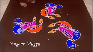 Karthigai Deepam Special Rangoli | Colourful Diya Rangoli | Diya muggulu | Pandaga muggulu 7X4 dots
