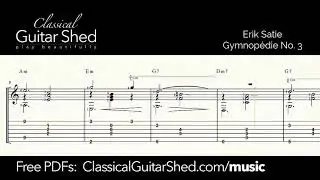 Satie: Gymnopedie No. 3 - Free sheet music and TABS for classical guitar