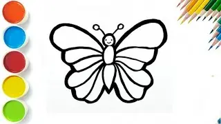 Drawing and Coloring- Glitter Art for Kids 🦋 | आसान Butterfly Drawing Step by Step