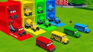 Garage with Colors - ALL MIXER TRUCK WITH DOUBLE FLATBED TRAILER TRUCK, IVECO, TATRA, KRAZ - FS22