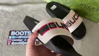 G-ucci Pre Owned Rubber Logo Slides White
