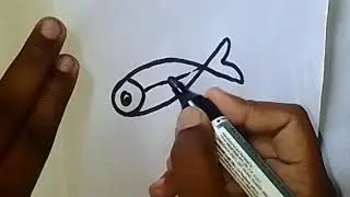 how to draw a cute fish 🐟 from number 6 / 6 = fish /convert numbers into drawing/convert 6 into fish