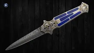 Warren Osborne Custom Knife Engraved by Julie Warenski with 24Kt Gold Inlays