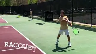 2 Coach Return of Serve:  Step &lsquo;n split for crossover & curl behind step