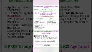MPESB Group-5 Staff Nurse ,and other post Recruitment Test - 2023 Apply Online for 4852 Post