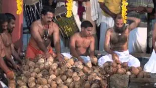 26 Dec 2013 temple - 1008 coconuts breaking in Ayyappa temple- Fort Trivandrum