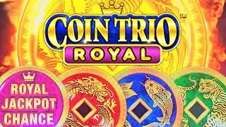 ❗NEW 4 Coins Trio Royal Jackpot Chance Instant Feature Buying Bonus Casino Slot Machine Las Vegas
