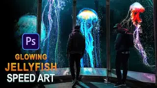 Creating GLOWING JELLYFISH in Photoshop - NFT Speed Art