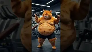 Fat Orange Cat Starts Hilarious Workout Journey 🐱💪 #FunnyCat #CatWorkout