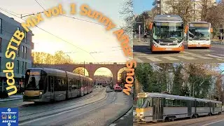 STIB Bus & Tram Mix vol. 1 - Sunny Uccle After Snow during Sunrise (feat. SNCB trains over Bridge)