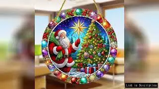 Santa Claus Acrylic Stained Glass Disc &ndash; Perfect Window Hanging Decor for Living Rooms, Bedrooms & O