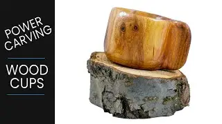 Power Carving Wood Cups - Reclaimed Michigan Fruitwood & Kutzall Carving Bits Woodworking DIY