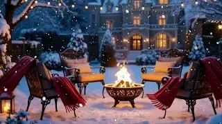 Snowy Cottage Fire Pit | Relaxing Winter Night  #WinterCabin #ASMR #Relaxation #Fireplace