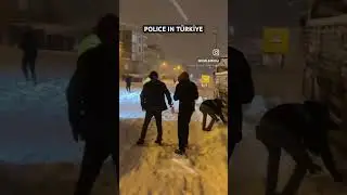 Snowball playing with police in T&uuml;rkiye #fypシ #snow #police #fypage #istanbul #t&uuml;rkiye #winter#fyp