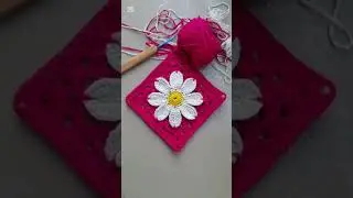 Crochet Daisy flower granny square tutorial #crochet #crochetpattern #knittingpatterns #knitting