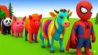 Long Slide Game With Elephant Gorilla Buffalo Hippopotamus Tiger - 3d Animal Game - Funny 3d Animals