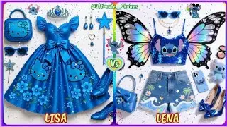 Lisa Vs Lena 🌟🌈// Hello kitty Vs Stitch Costume (Part #12) Hardest Choice #viral #trending #lisa 💥💋💕