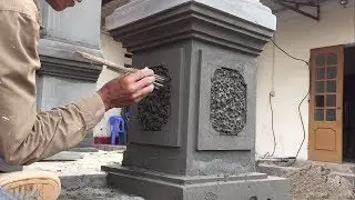 Decorative Concrete Columns With Sand & Cement Work - Building Column Step By Step