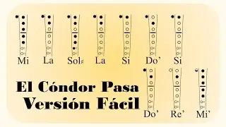 COMO TOCAR El Cóndor Pasa en Flauta Dulce 🎵 Tutorial con notas explicadas 🎶 VERSIÓN FÁCIL