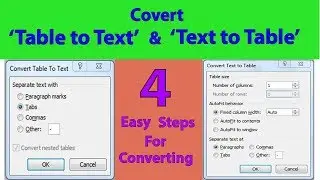 Ms Word Tutorials: How to convert text to table and table to text 4 Easy Steps Office Tutorials