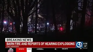 VIDEO: Road closures in place for barn fire in East Windsor