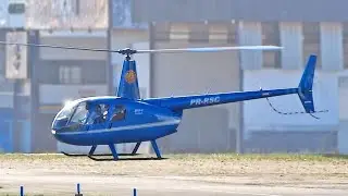 Plane Spotting R44 Blue Helicopter Taking Off