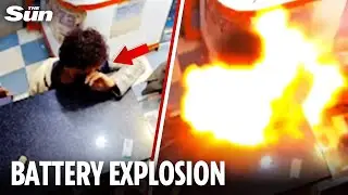 Shocking moment battery EXPLODES inside man&rsquo;s mouth and bursts into flames
